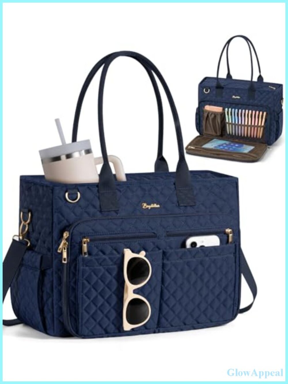 15.6" Laptop Tote Bag Women Work Teacher Polyester